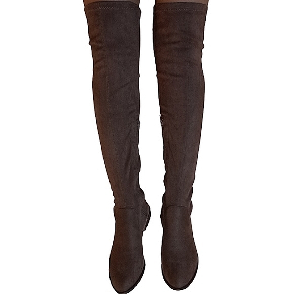 Over-the-knee boots Closed Toe Knee High Comfy no heel Stretch Suede Ele… - Picture 7 of 17